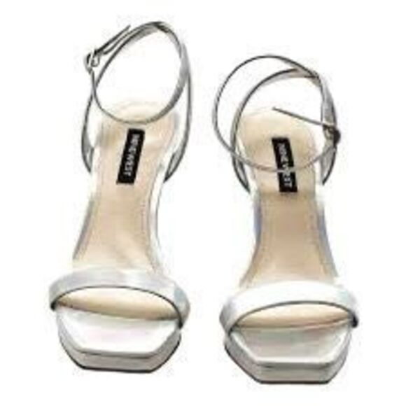 Nine West Sadie heels in silver iridescent  Size 7.5 New, no box - Picture 1 of 11